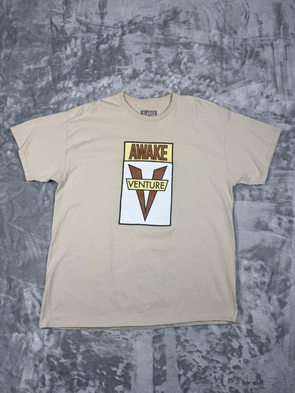 Venture Awake T Shirt Men's XL Beige Logo Graphic Tee Skateboarding Streetwear